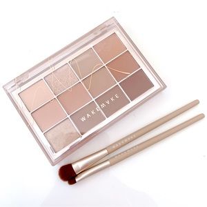 3pc WAKEMAKE Soft Blurring Eye Palette + 2 Brushes, shade 08 Warm Nut Blurring